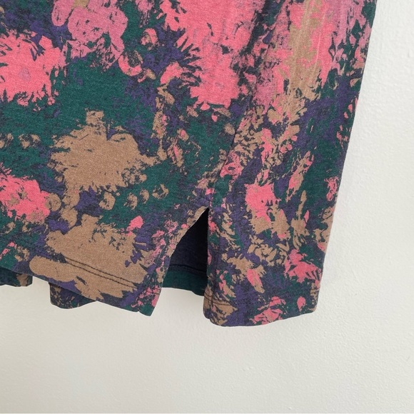 Peruvian Connection Pima cotton long sleeve tee dark floral grey crew small pink - Picture 7 of 8